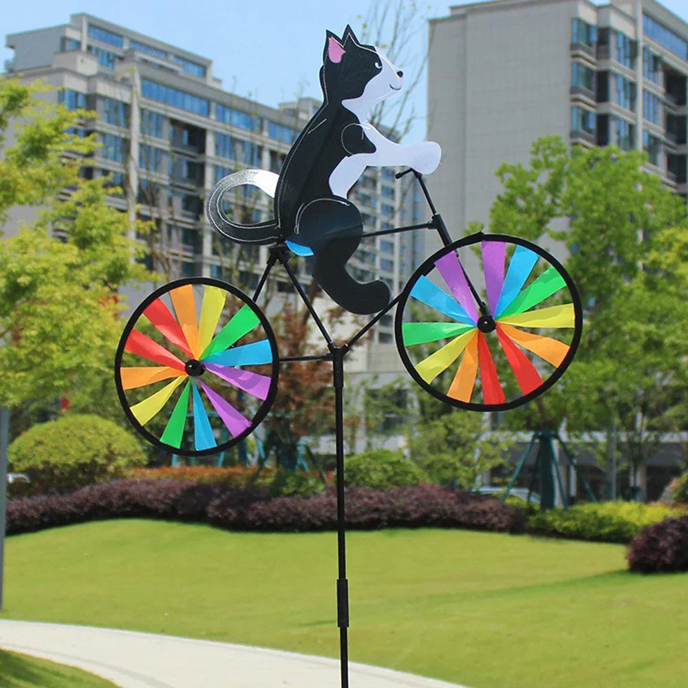 Rainbow Bicycle Cat Garden Decor