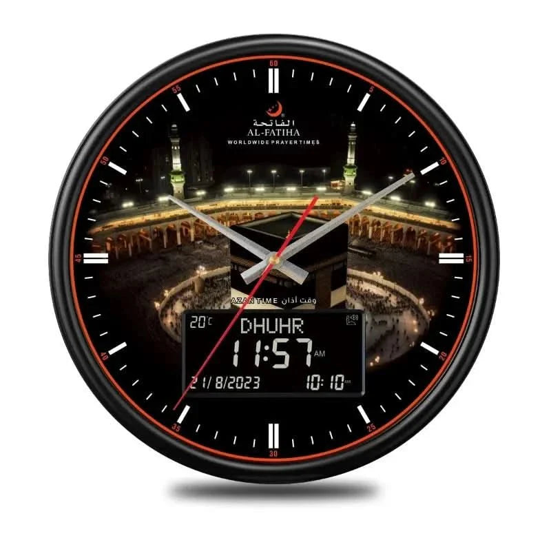 Prayer clock with automatic azan adjustment and 10 azan sounds