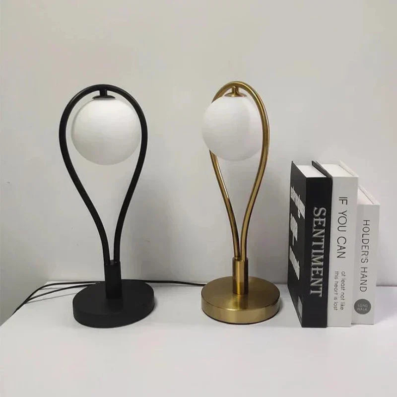 Elegant bedroom lamp with glass details