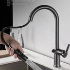 Pull-out Kitchen Faucet with Digital Display and Swivel Spout