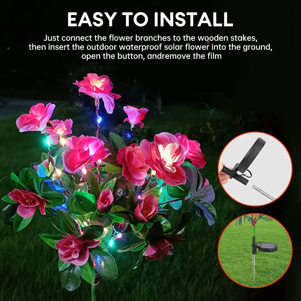 FloraGlow Solar Garden Lamp | Azalea Design | LED | Weatherproof & Wireless | 8h Light Time