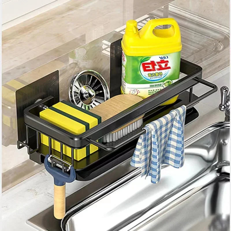 Aluminum Kitchen Shelf | Self-Emptying Sink Shelf – No Drilling Required