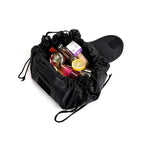 GlamFold Cosmetic Bag | Spacious bag with drawstring for stylish and practical use in black