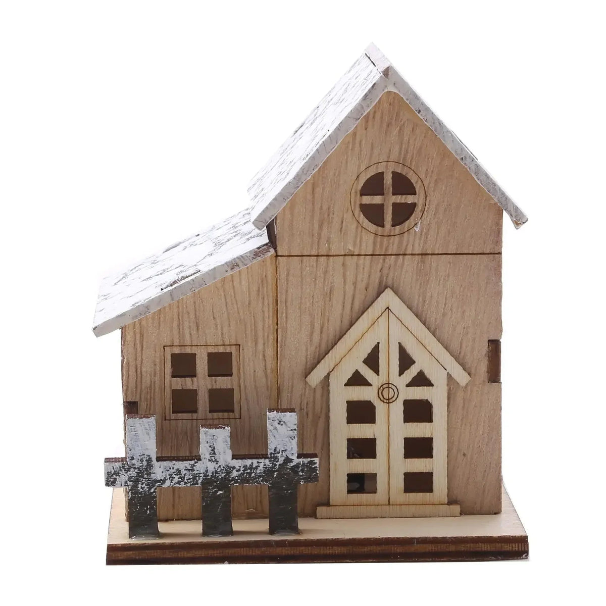Lunawood | LED Wooden House | Glowing Mini Christmas House | Handmade Wooden Decoration | Warm White Light for Christmas & New Year