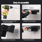 Kitchen wall shelf made of metal – Self-adhesive & screwable | Non-slip wave pattern | Mounting accessories included
