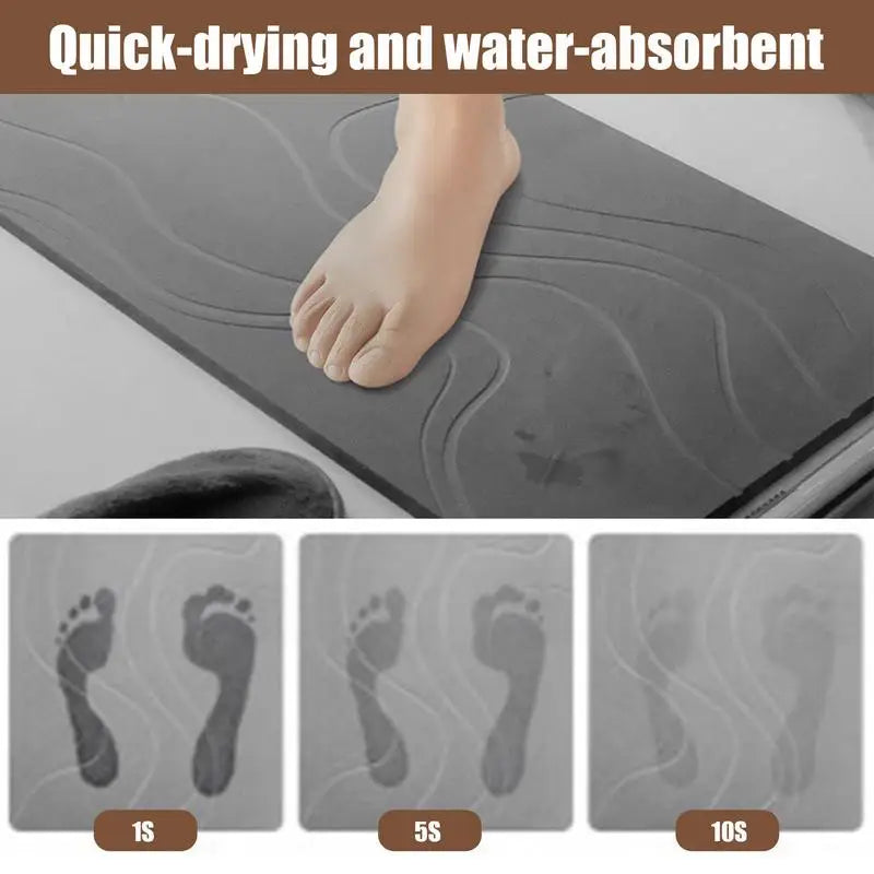 Drysera Bath Mat | Bath Mat Stone Look | Quick Drying & Non-Slip | 40 × 60 cm | Diatomite & Rubber
