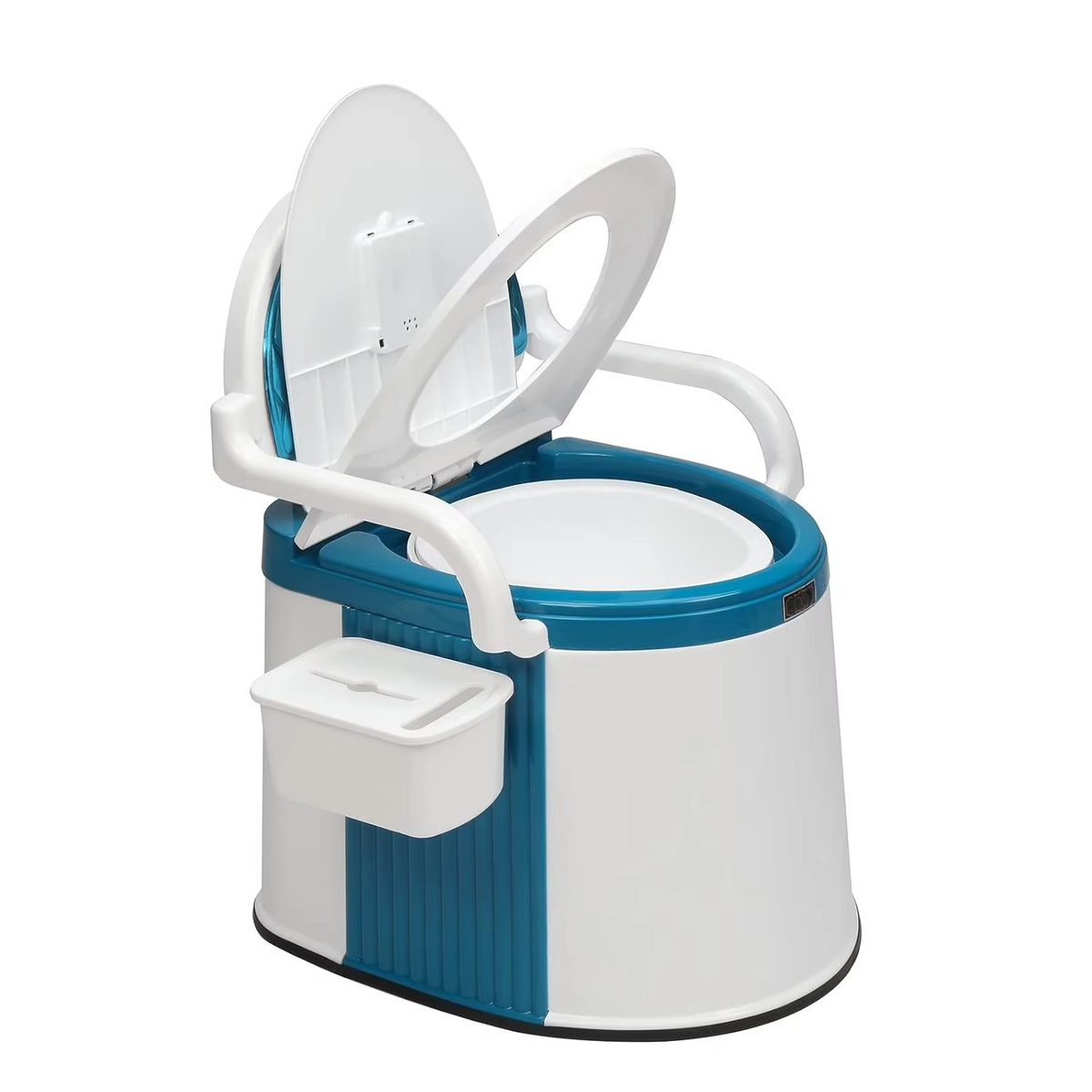 Portable Comfort Commode with 5-Gallon Capacity and Sturdy Handrails