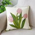Embroidered tulip cushion cover
