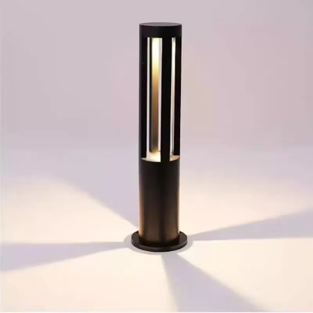 Outdoor LED Bollard Light - Sleek Black Garden Pathway and Lawn Illuminator