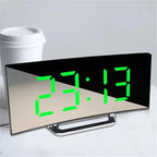 LED curved screen digital alarm clock with USB charging