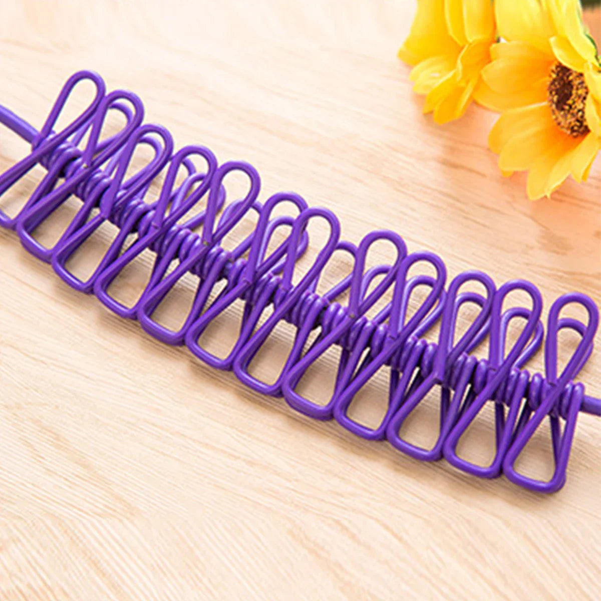 Windproof Non-Slip Elastic Multi-Clip Travel Clothesline
