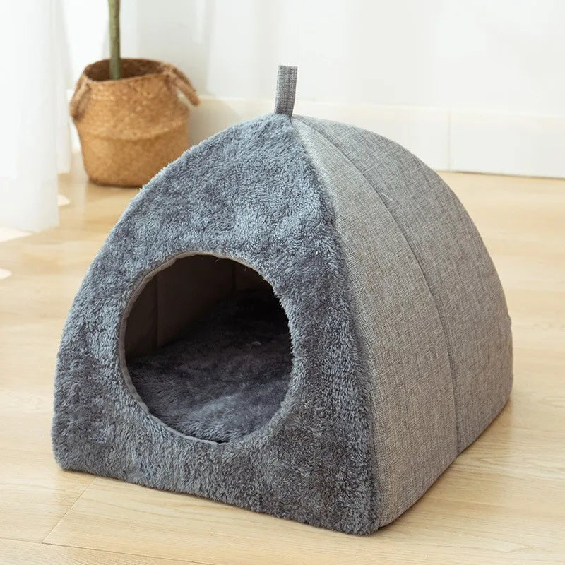 Triangelnest - Luxury Velvet Cat House Indoor for Ultimate Comfort