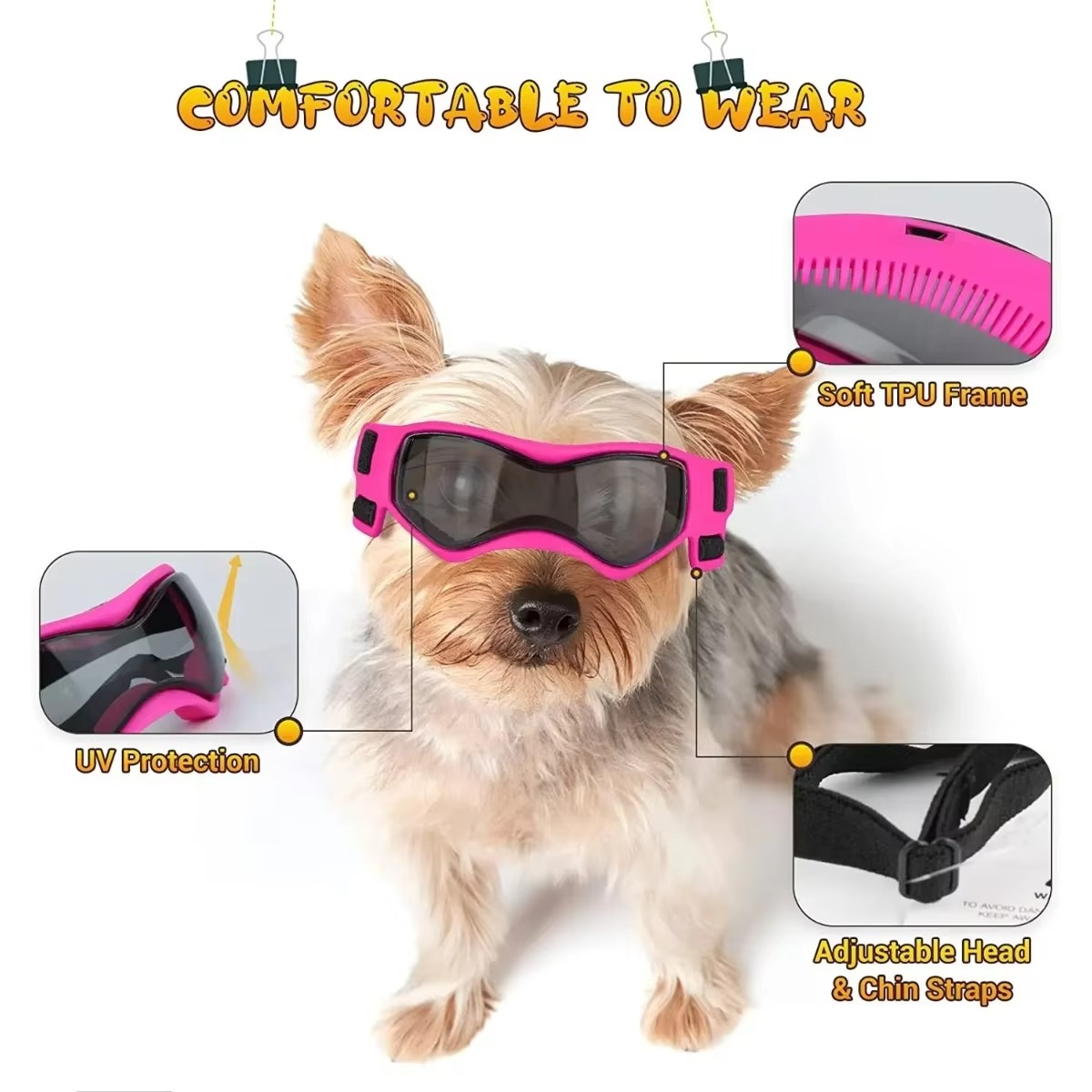 Protective UV Sunglasses for Small Dogs with Adjustable Straps