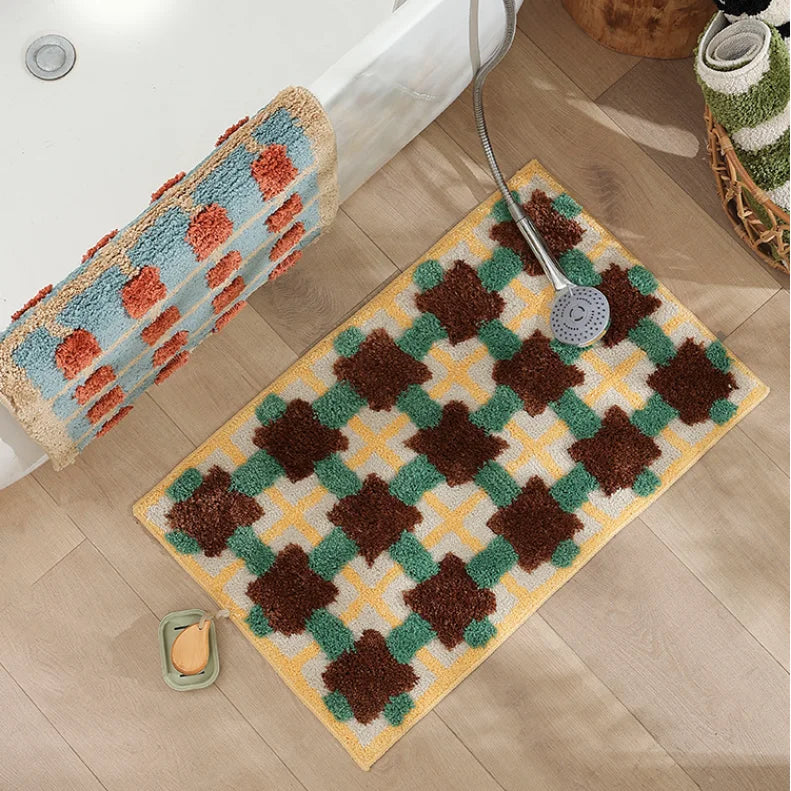 Abstract Grid Tufted Bath Mat