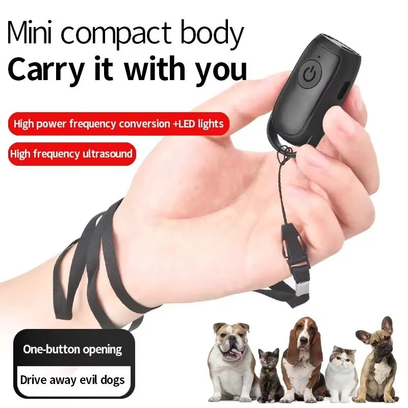 Ultrasonic Mini Dog Repeller and Anti-Barking Training Device with LED Light