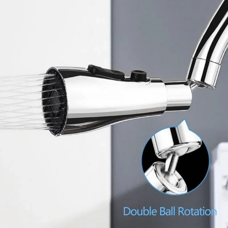 HydroFlex360 – Multifunctional 360°/720° Rotatable Kitchen Faucet Attachment with 3 Spray Types