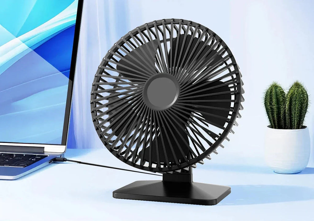 Mira Oscillating USB Fan – Silent, Compact & 4 Speeds for Desks and Nightstands