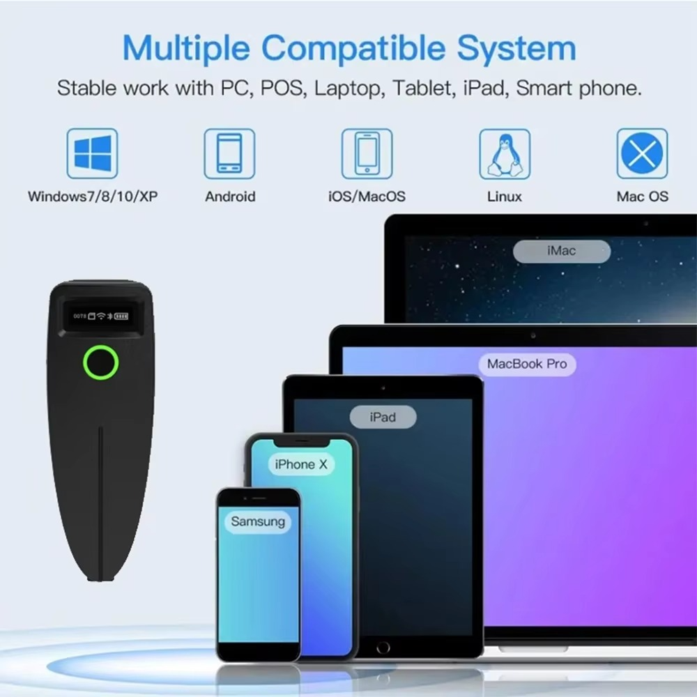 Portable Barcode Scanner With OLED Display And Vibration Feedback