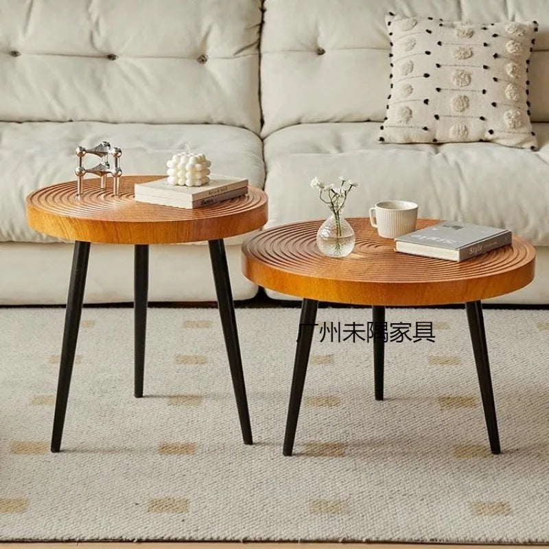 Round Wooden Coffee Table Japanese Design Tea Table Living Room