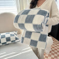 Pandaluna Fleece Blanket with Check Pattern | Soft & Breathable | For Sofa, Bed & Office | Machine Washable | Pink/White