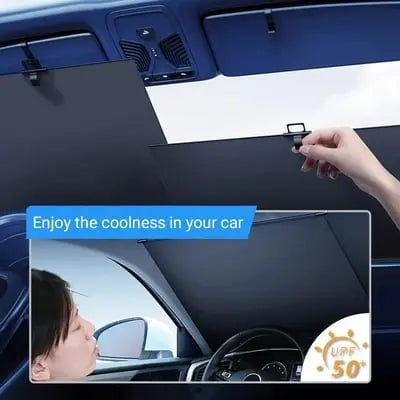 Self-retracting sunshade for the car – With heat shield & quick cooling function