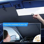 Self-retracting sunshade for the car – With heat shield & quick cooling function