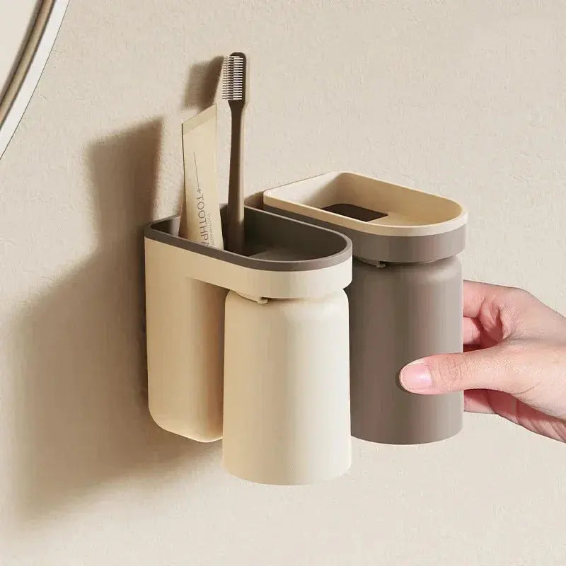 Self-adhesive wall toothbrush holder for space-saving organization