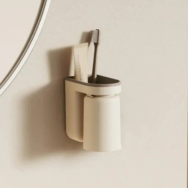 Self-adhesive wall toothbrush holder for space-saving organization