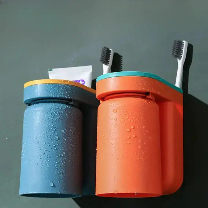 Self-adhesive wall toothbrush holder for space-saving organization