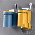 Self-adhesive toothbrush holder with cup – Space-saving