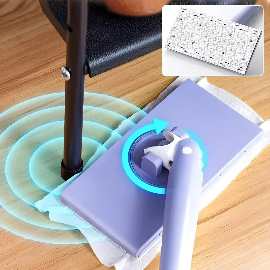 Self-changable flat mop (NOW 180% larger) + 4 cleaning cloths