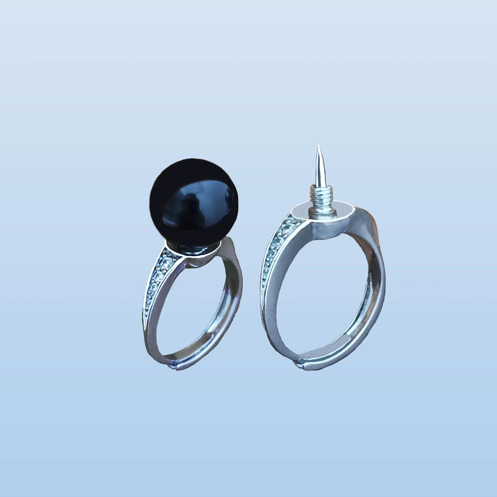 Mysterious Black Pearl Hidden Knife Ring