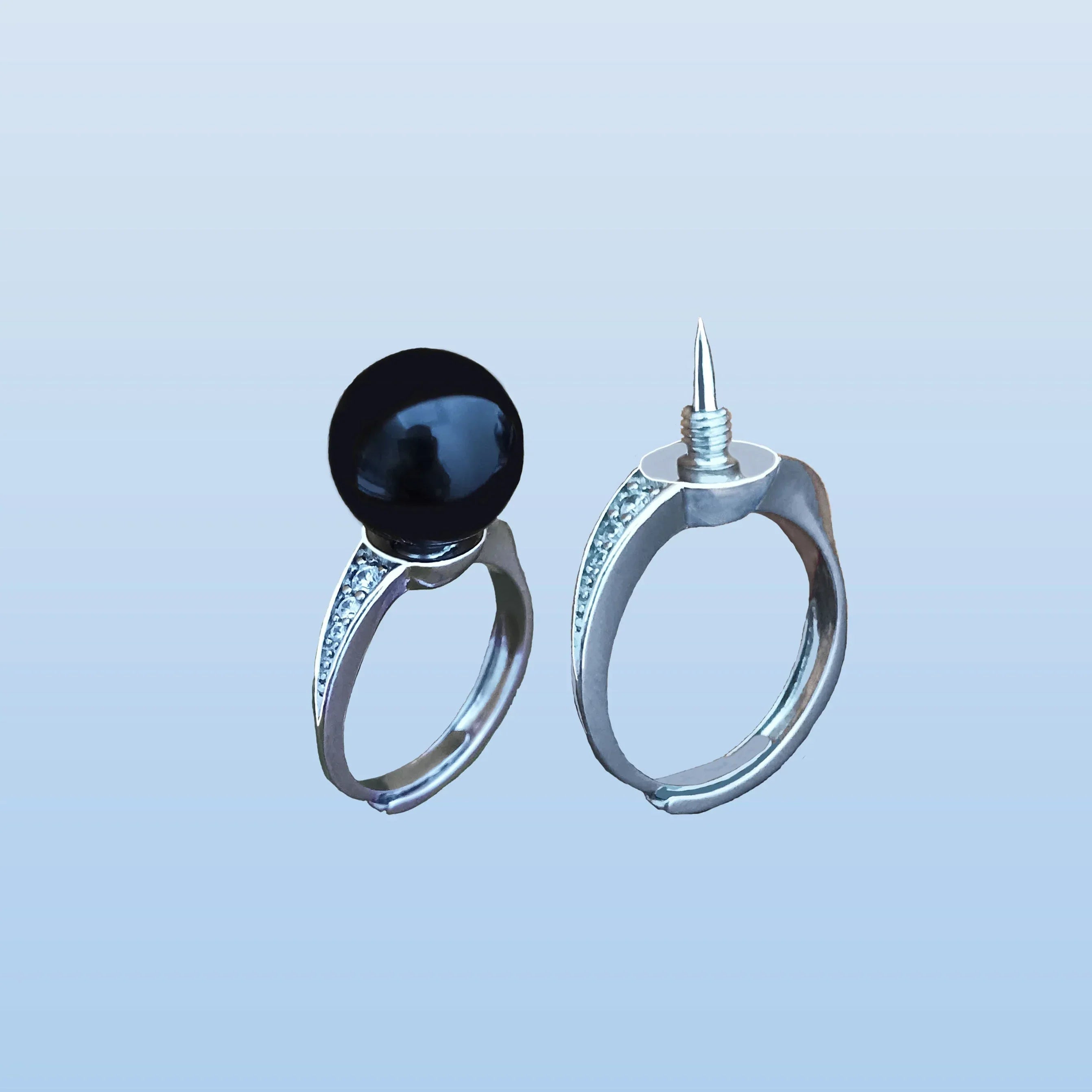 Mysterious Black Pearl Hidden Knife Ring