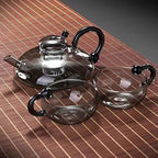 Glass Teapot Set with Built-In Filter and Cups