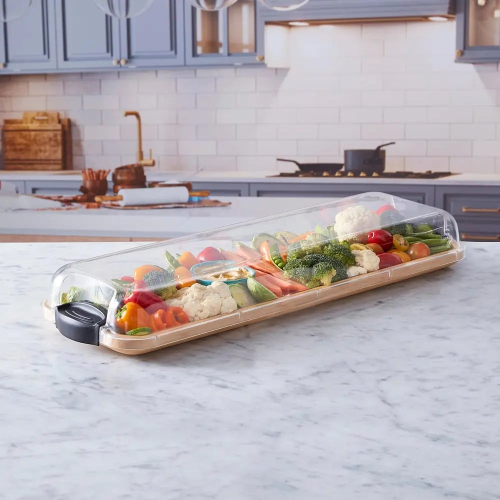 Serving platter & cutting board – 2-in-1 design with lid for preparation & presentation!