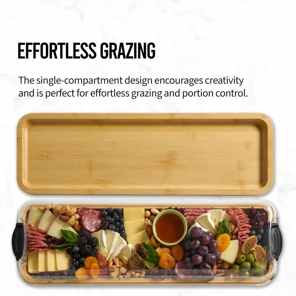 Serving platter & cutting board – 2-in-1 design with lid for preparation & presentation!