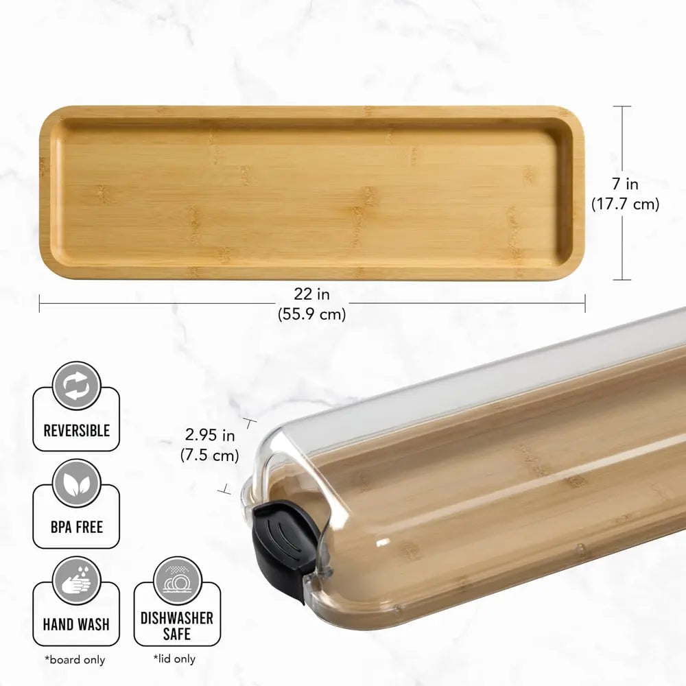 Serving platter & cutting board – 2-in-1 design with lid for preparation & presentation!