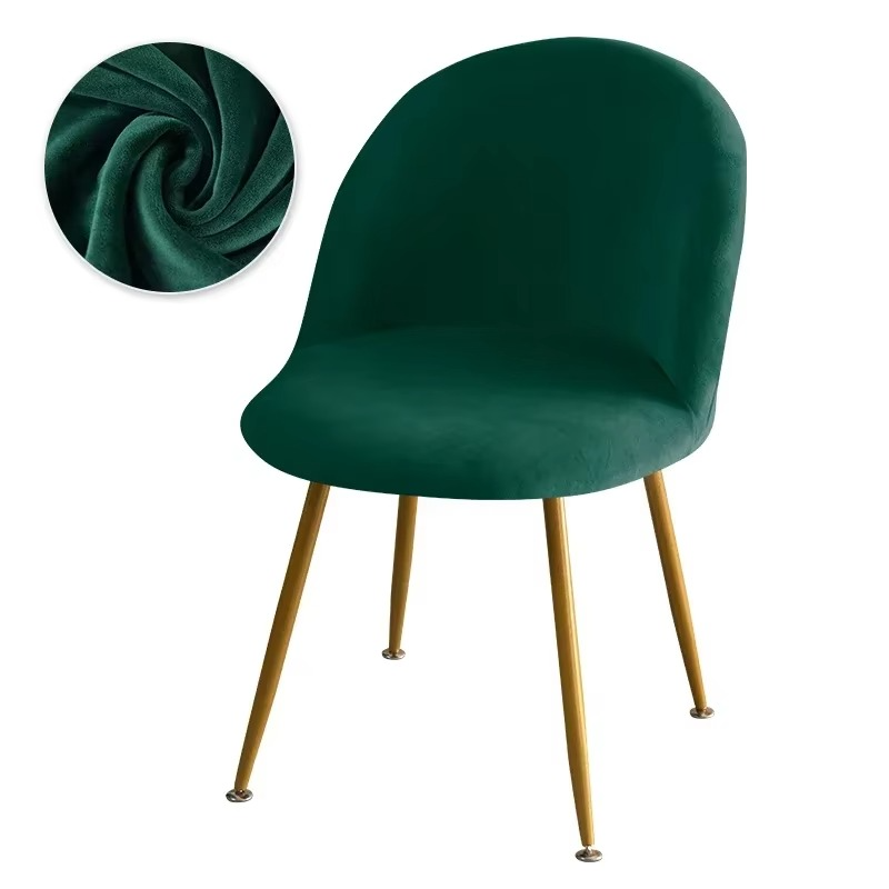Elastic Velvet Chair Covers - Stretch Low Back Slipcovers for Dining and Makeup Chairs