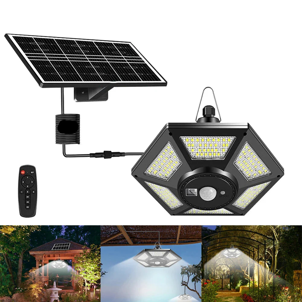SolarHalo | 228 LED Solar Ceiling Lamp | 360° Light Angle | With Remote Control & Motion Sensor | 4400mAh Battery