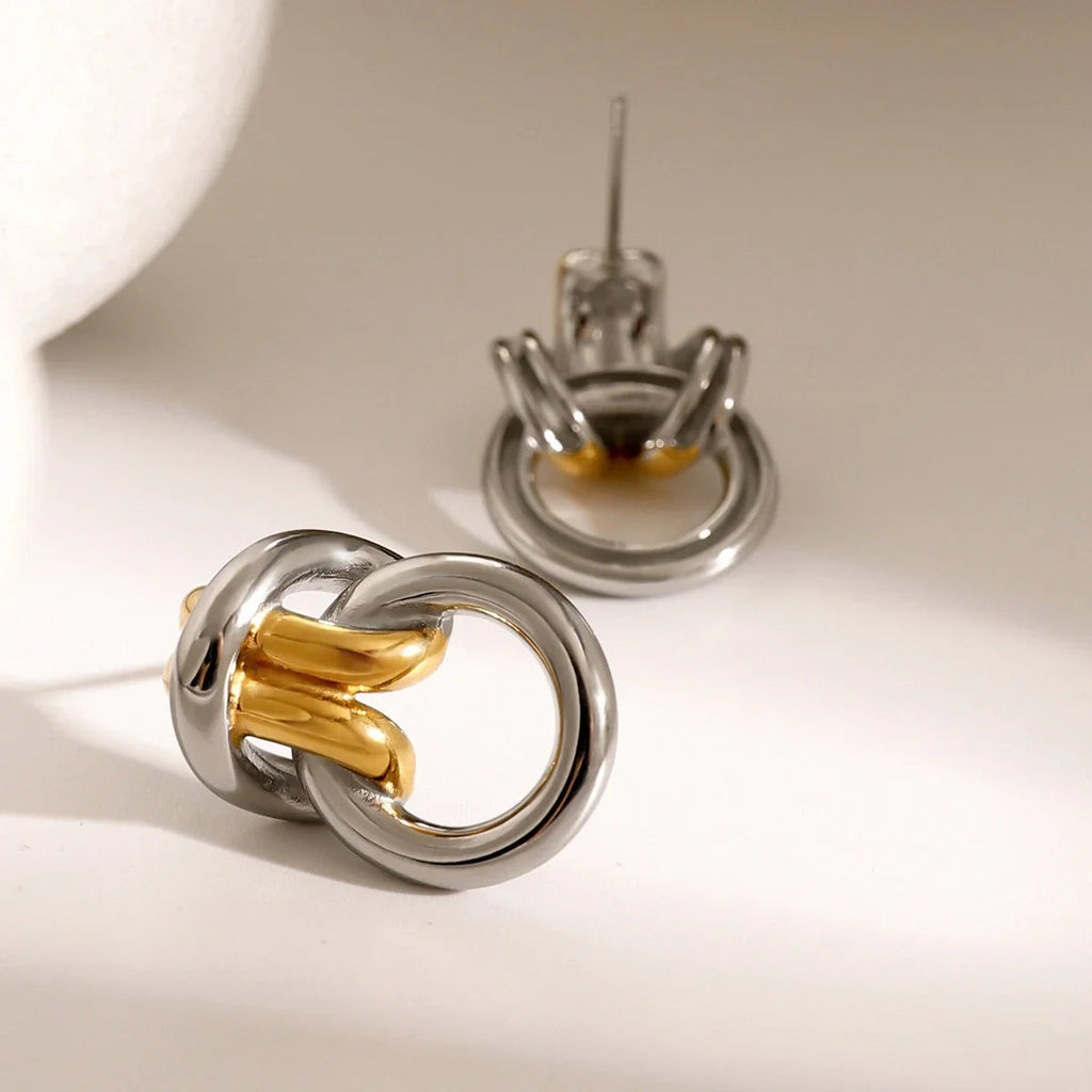 Two Tone Ring Knot Earrings