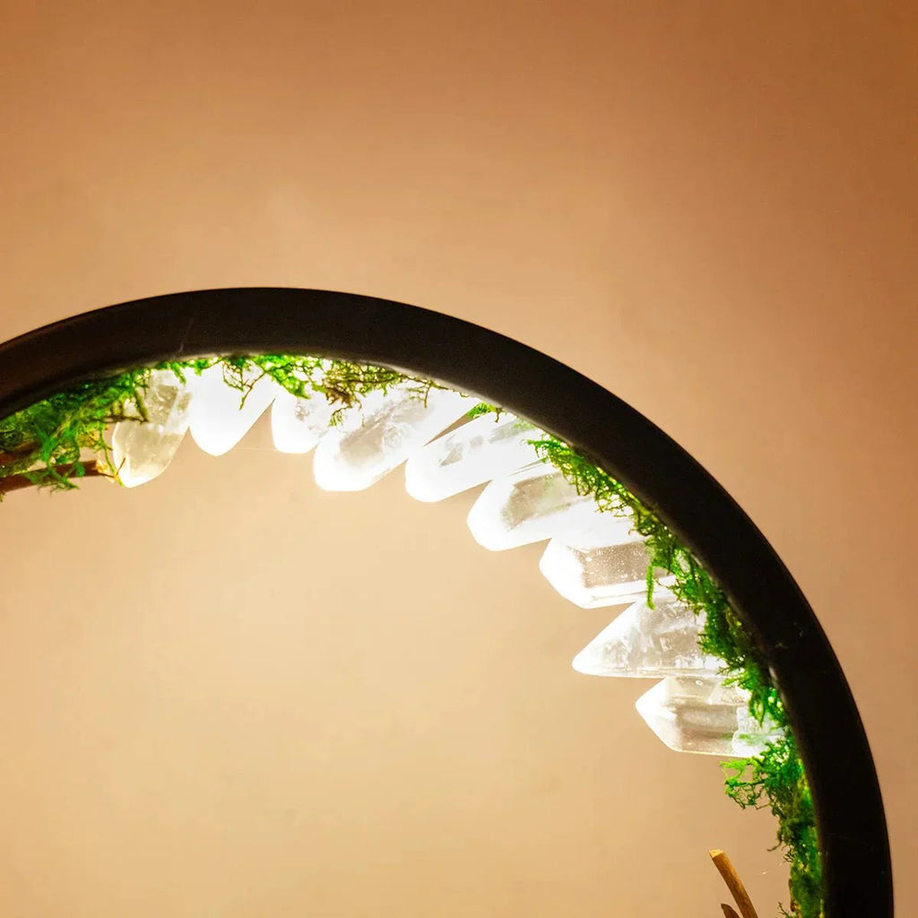 Elegant night light - Round frame - Green crystals - Chic decoration