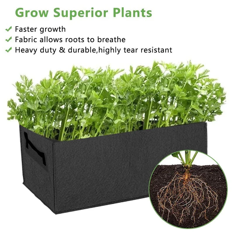 Foldable storage box made of felt for plants with handles