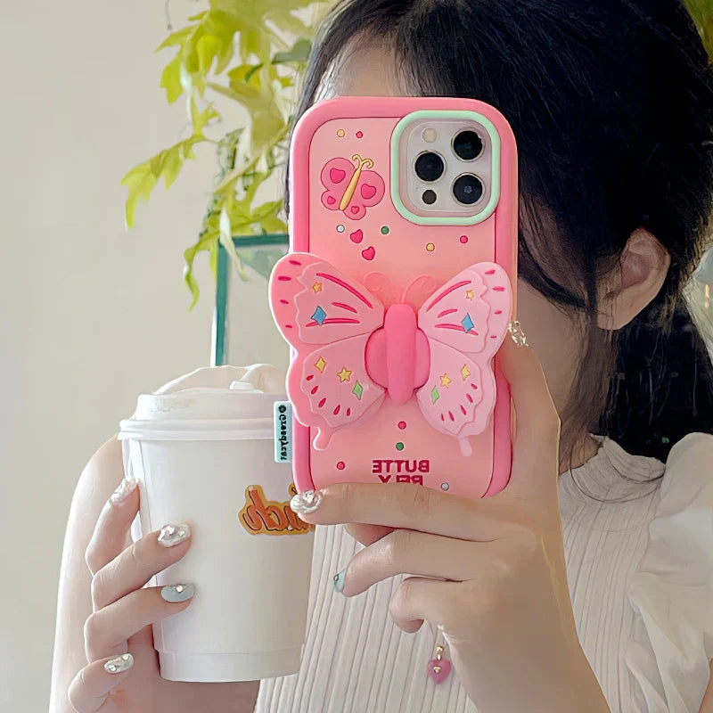 Lovely 3D Folded Butterfly Shockproof iPhone Case
