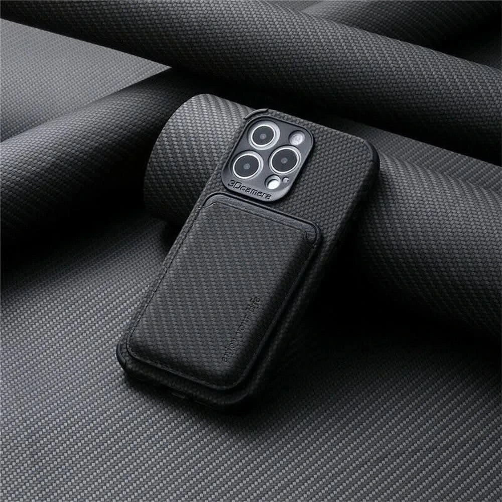 MagSafe Wallet Phone Case with Carbon Fiber Protection