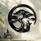 ZENORA Metal Wall Decor Bonsai | Japanese Design with Torii & Enso | 40 × 40 cm