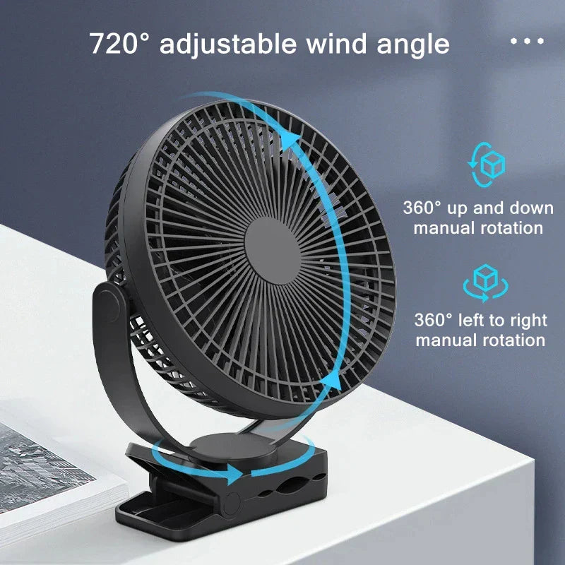 AerisClip Battery Fan | 360° Rotation | 10000mAh | With Clip & USB-C