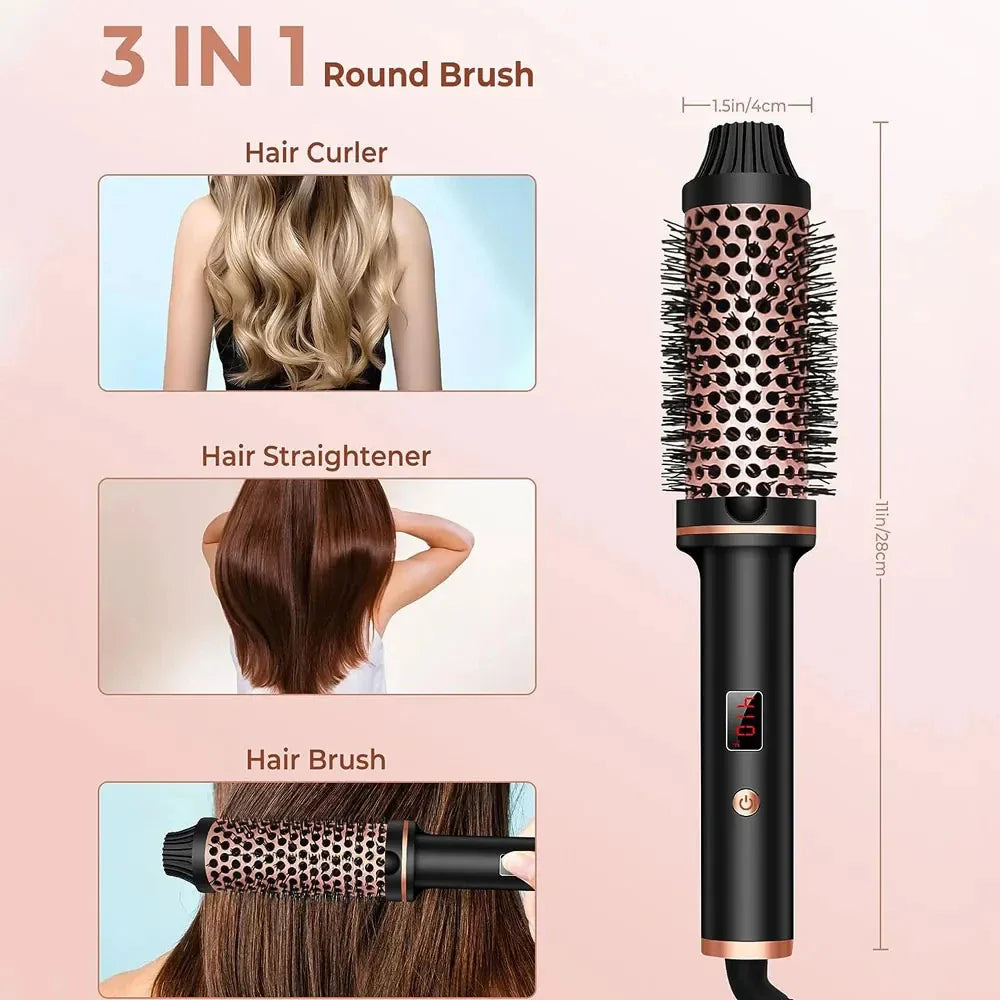 Stylique 3-in-1 Ionic Hair Straightener & Curler | Straightening, Waves, Volume | Anti-Scald Brush
