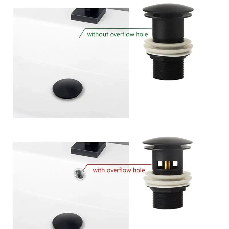 Drain screw with push-down popup – brass | 11 colors | With or without overflow
