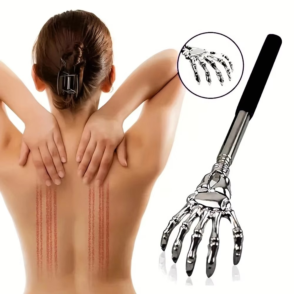 Stainless Steel Telescoping Back Scratcher and Massager for People and Pets