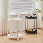 2-Layer Side Table on Wheels with Handle